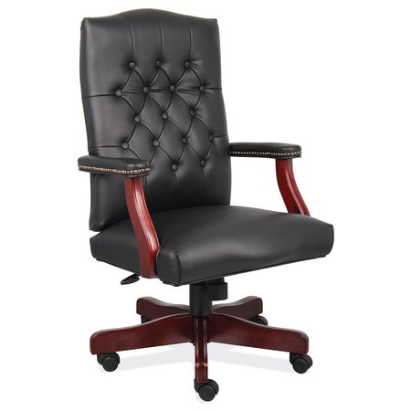 OFFICESOURCE Lancaster Collection High Back Executive Swivel with Mahogany Frame 294VBK